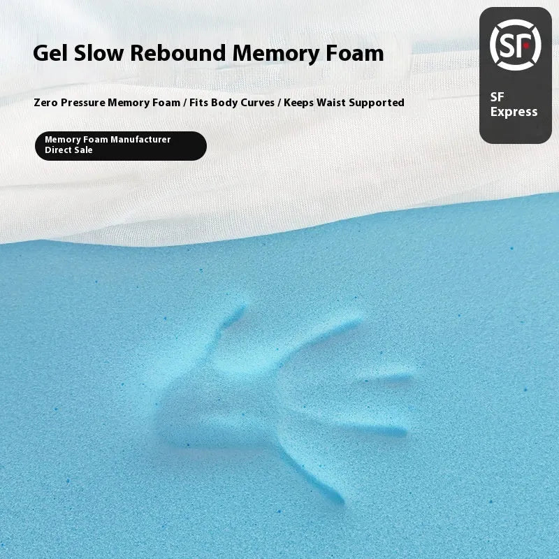 Thin gel memory foam tatami mattress in three thickness options on a platform bed.