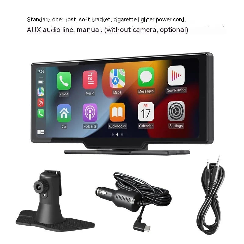 1026-inch wireless CarPlay car multimedia player with capacitive touch screen in black finish