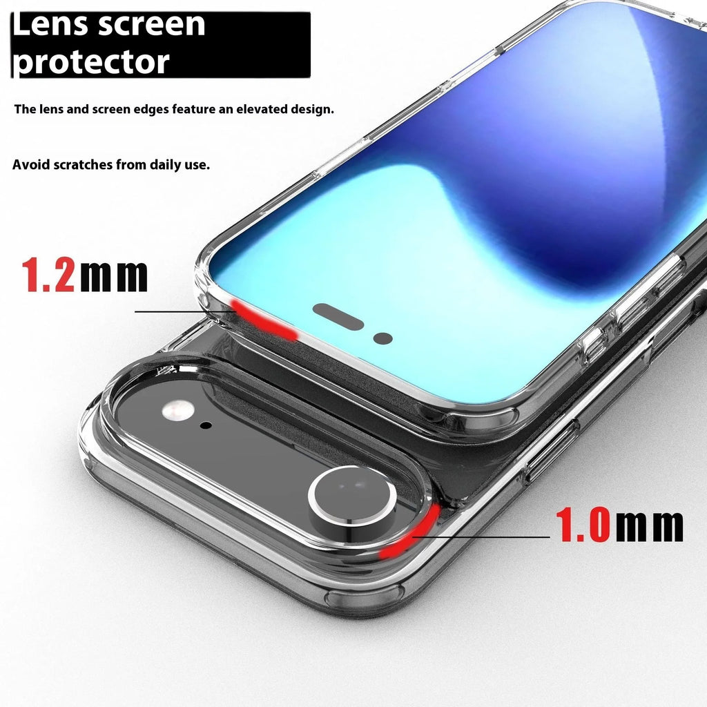Transparent magnetic phone case for iPhone 17 Air showing TPU composite construction.