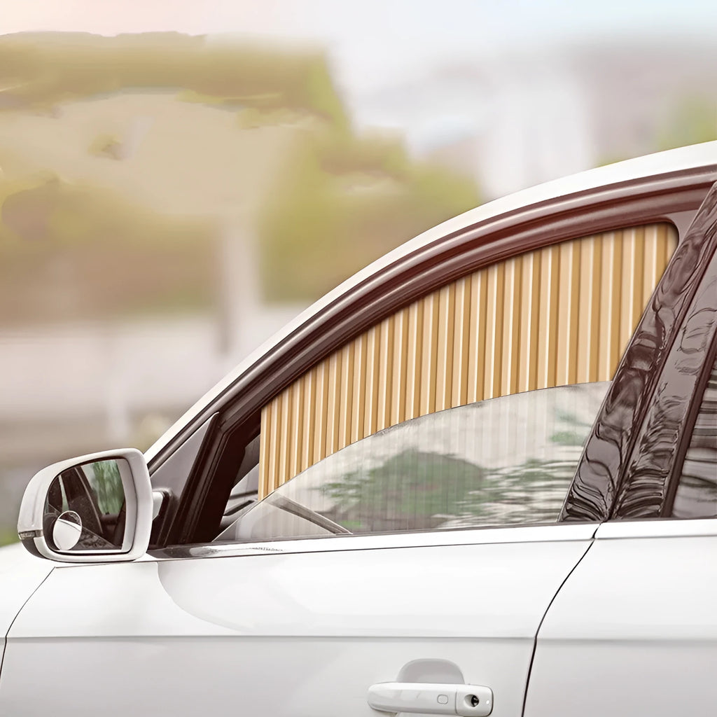 Auto retractable roller shutter car sun curtain in black, gold, or silver for window sun protection