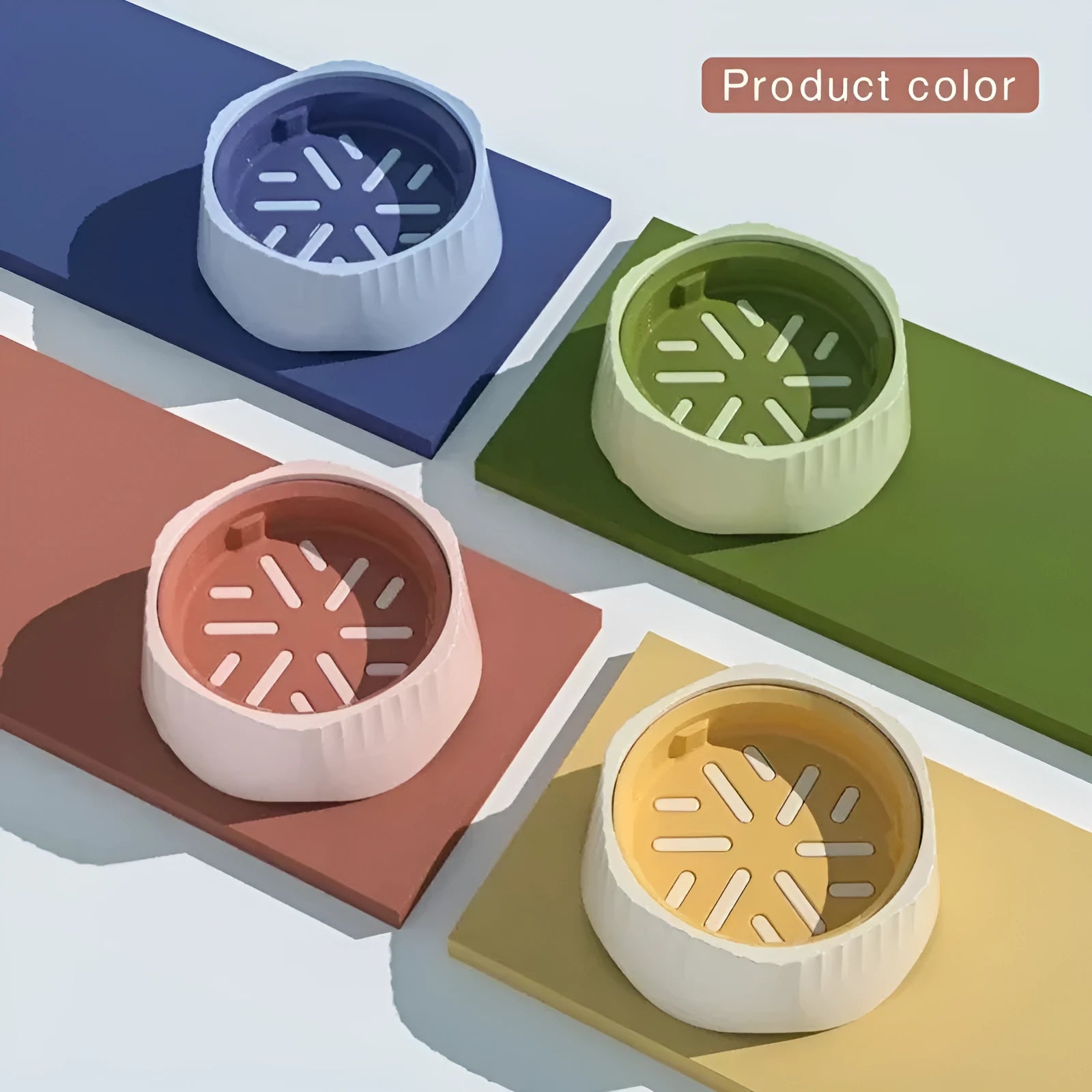 Slow feed pet bowl with removable obstacles in blue, green, pink or white