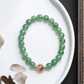 Green strawberry quartz bracelet with hand-woven 7.5mm beads and Chinese auspicious patterns