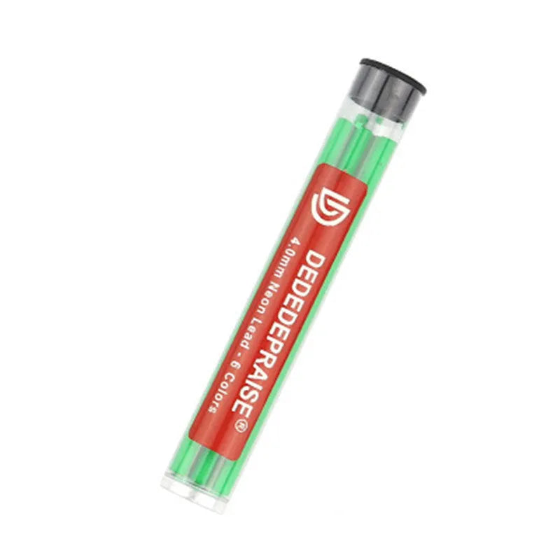 4.0mm mechanical drawing pencil with colour leads in yellow, orange, orange red, blue, green, and rose red