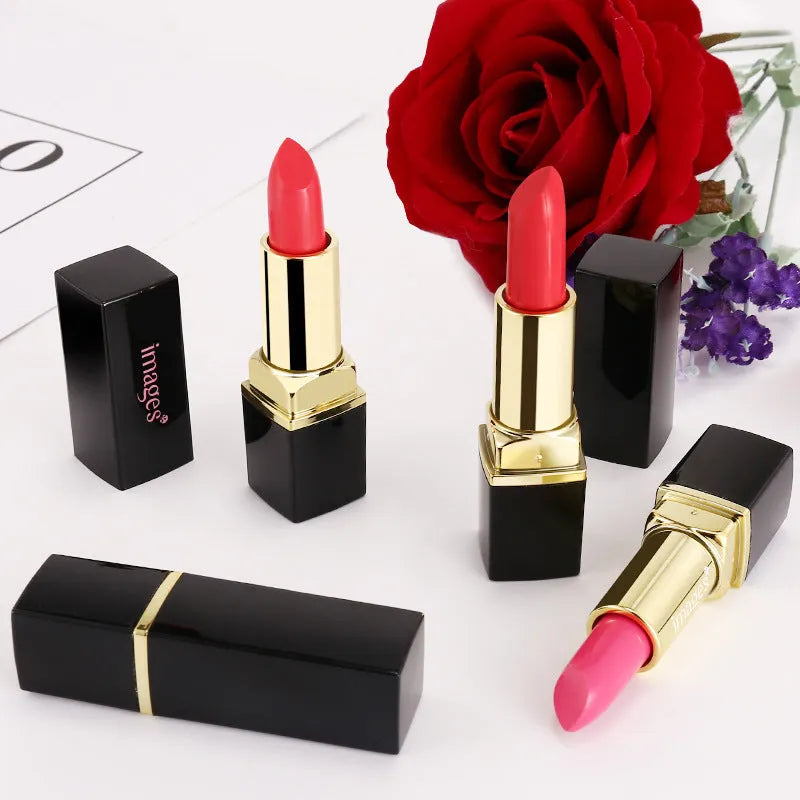 Moisturising lipstick bullet in one of ten colours including coral red, classic red, and barbie pink.