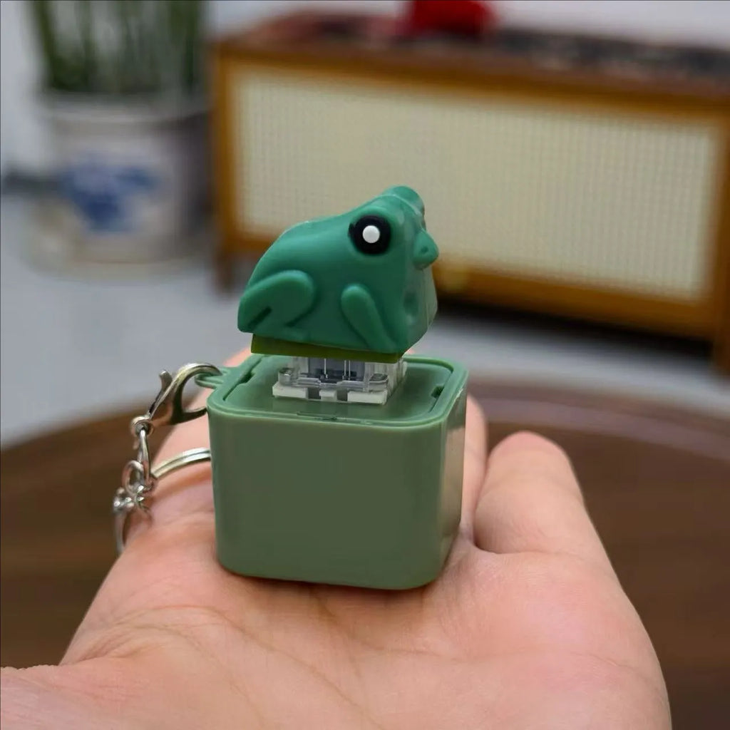 Funny croaking frog keychain rechargeable small pendant in ABS plastic