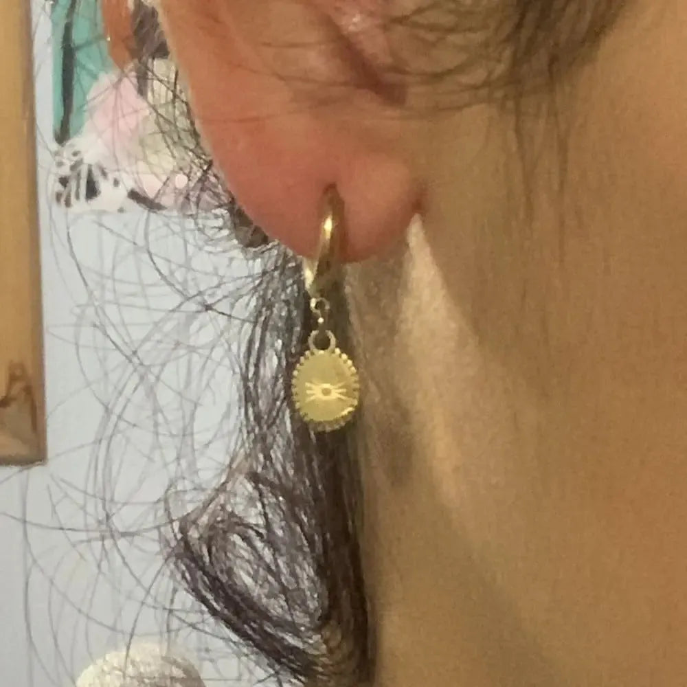 Geometric ellipse earrings in stainless steel with non-fading finish, fashion OL style ear button design