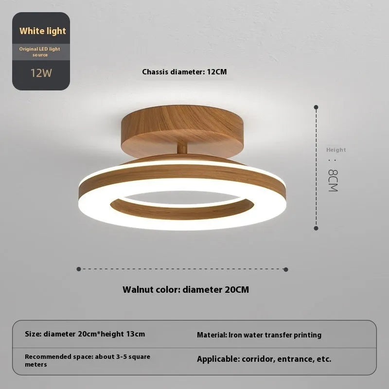 Modern minimalist ring ceiling lamp LED in black finish, 20cm diameter for hallway