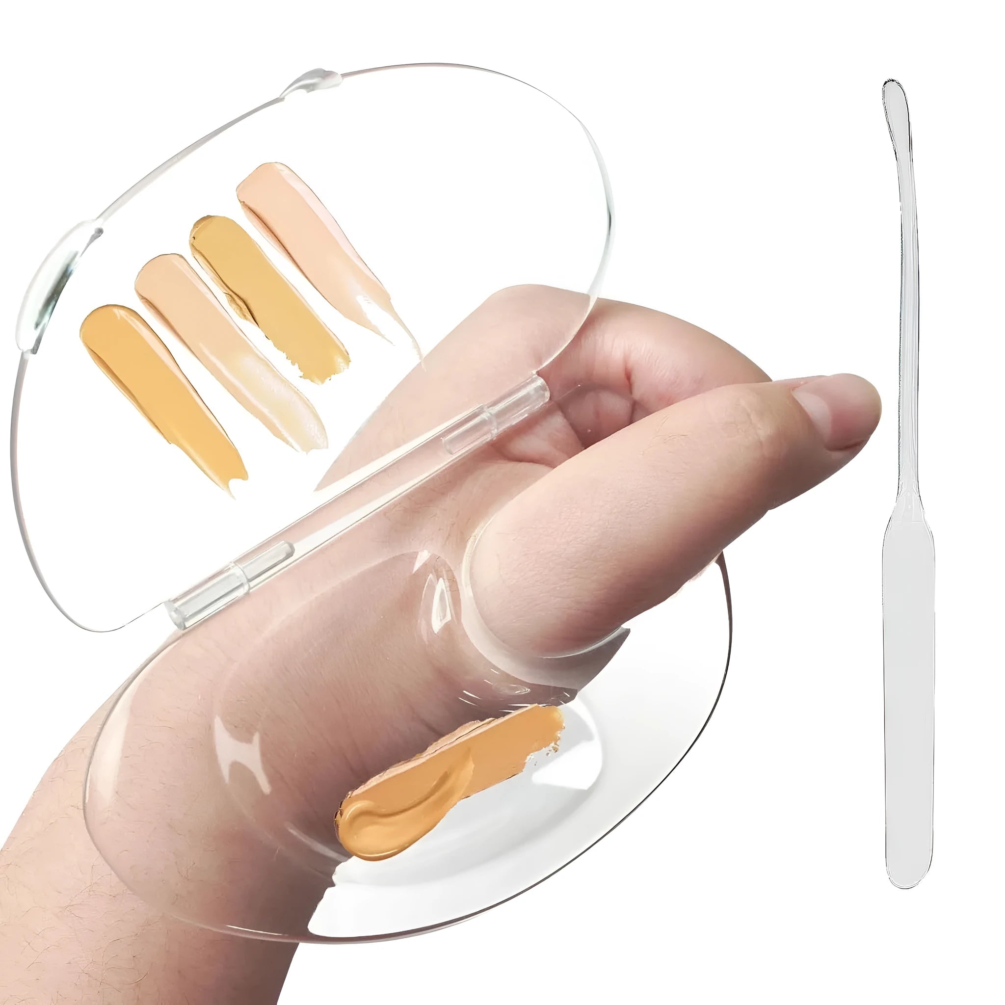Transparent acrylic makeup mixing palette with storage groove and colour test zones