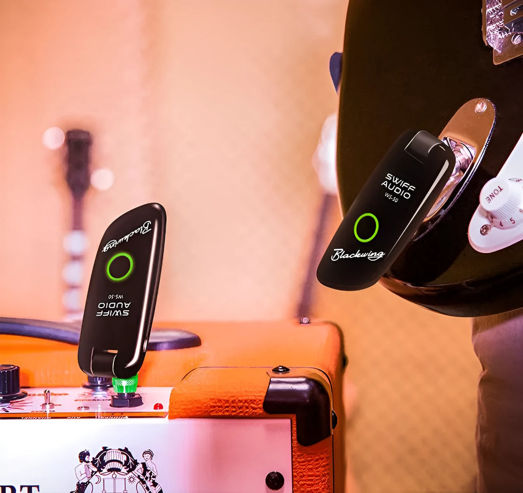 WS-50 wireless transmitter and receiver set with LED display for electric guitar, 50m UHF range