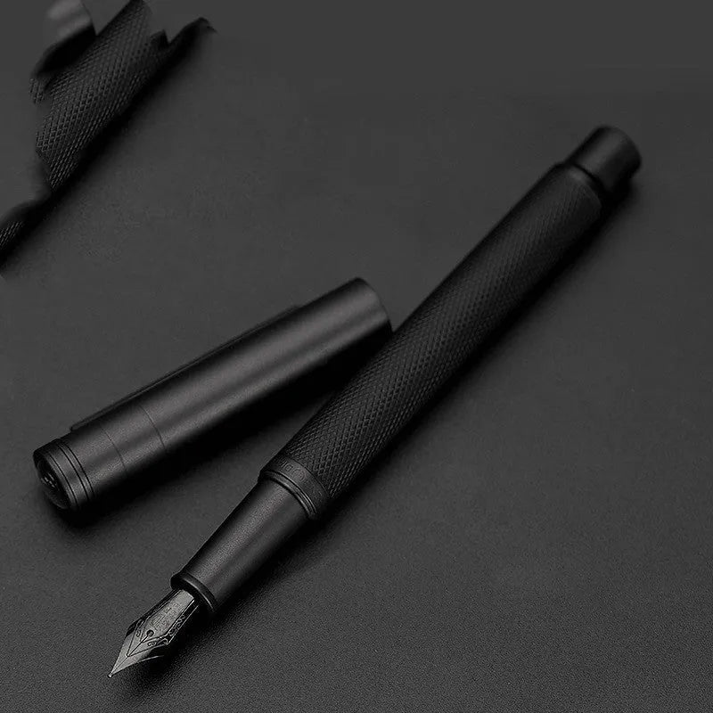 Metal pen in black forest colour with titanium plated iridium gold nib in gift box with pencil case