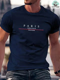 Men's short-sleeved cotton T-shirt with printed letter design in loose fit