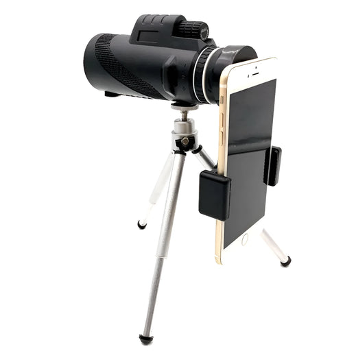 Black 40x60 monocular telescope with waterproof housing and FMC green film lens for outdoor observation.