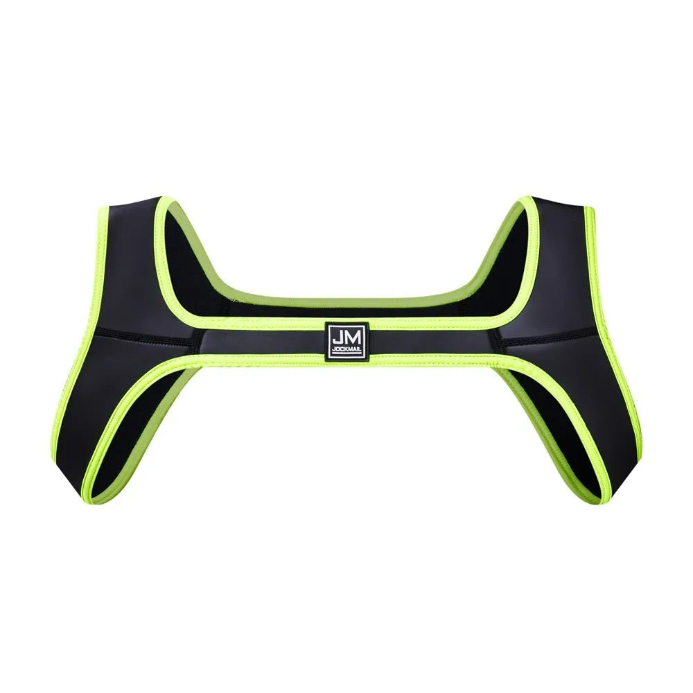 Men's fitness neoprene sports shoulder strap in black, shown on a person for athletic protection
