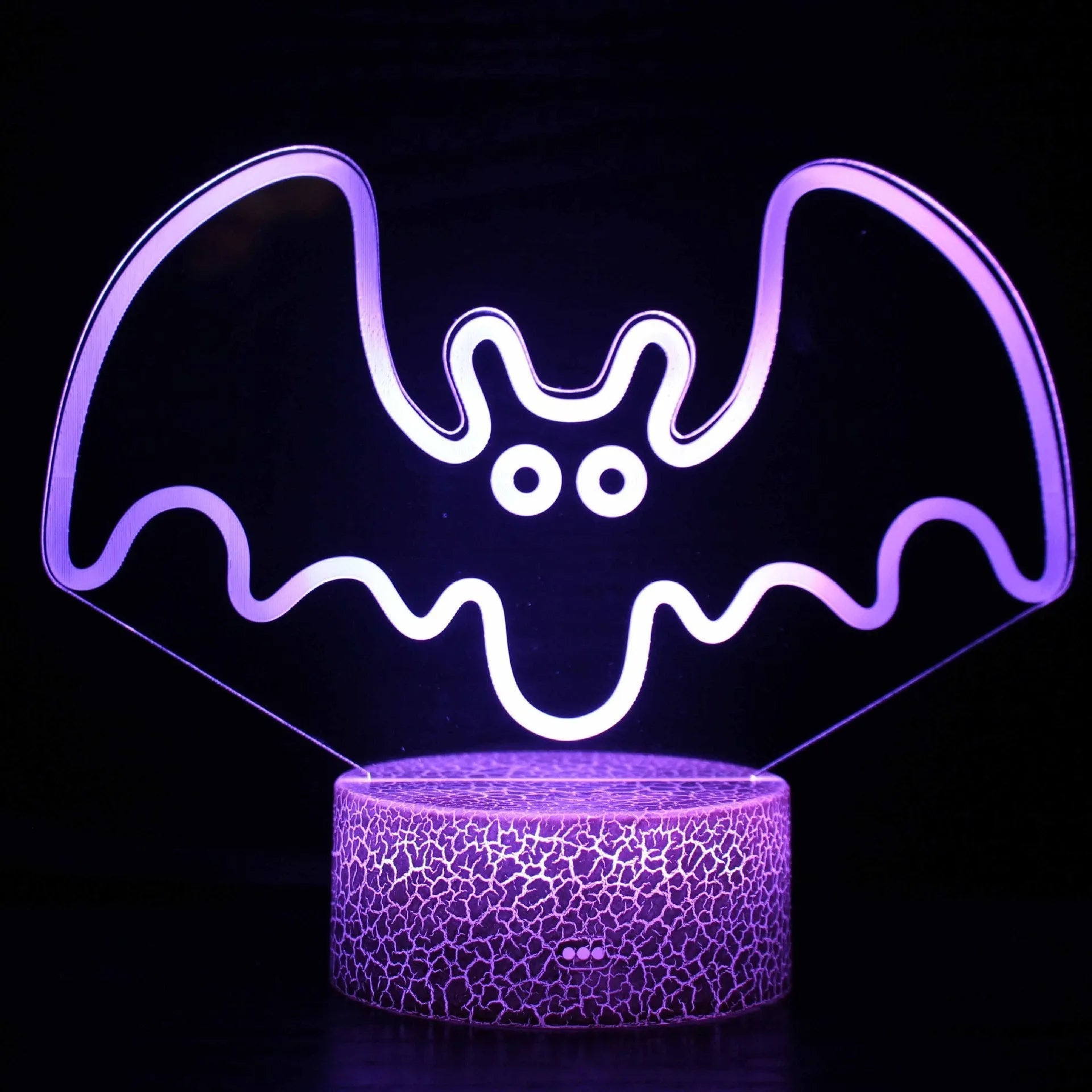 Colourful 3D acrylic USB table lamp with touch controls on a small ABS base.