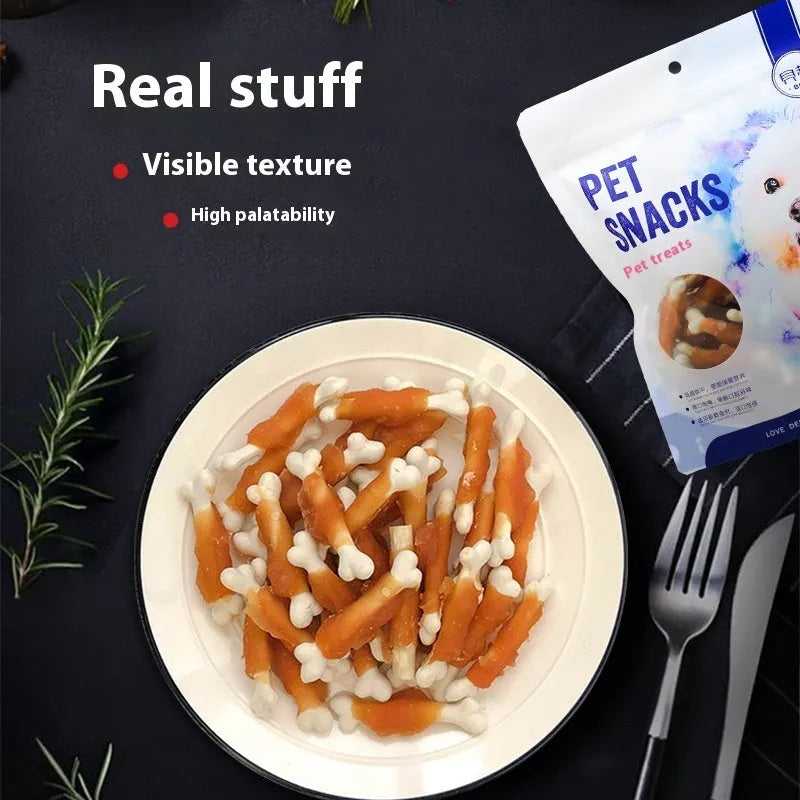 Betty chicken wrapped milk bone dog treats 400g pack showing calcium chew sticks