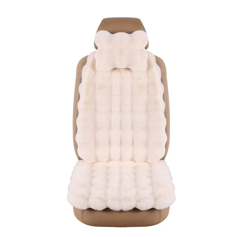 Thickened velvet winter car seat cushion in light gray with wool cotton filling for universal vehicle fit
