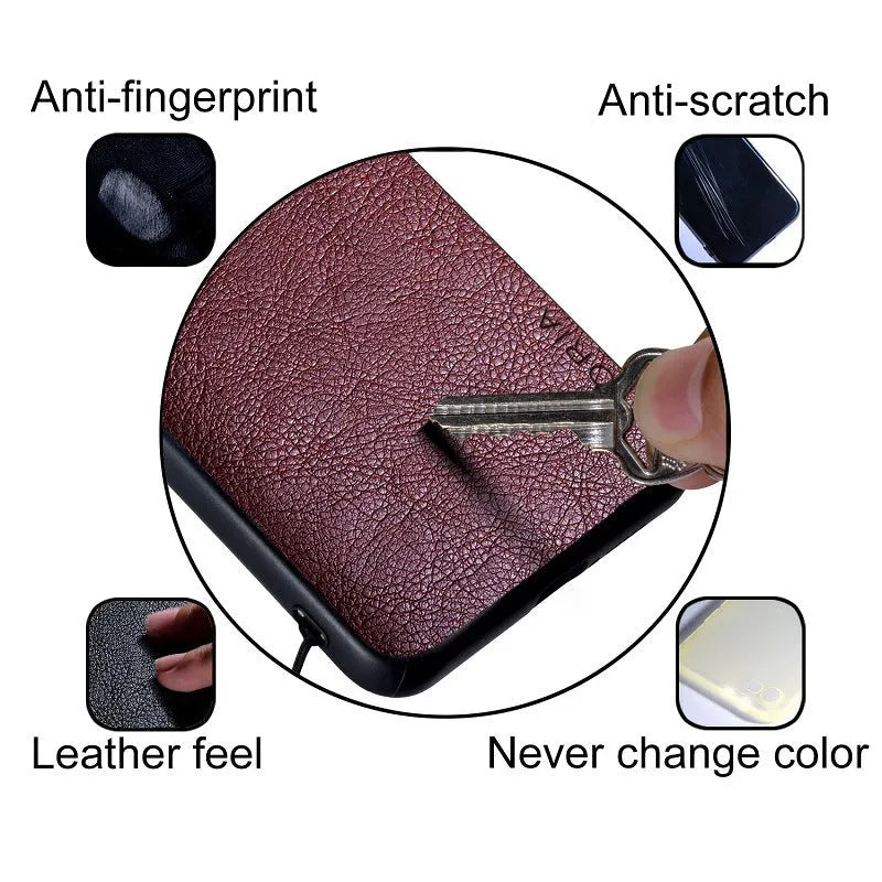 Google Pixel 6 series phone case in PU leather with business classic lychee skin texture