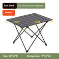 Ultralight aluminium alloy folding table in black carbon steel finish, folded flat for storage
