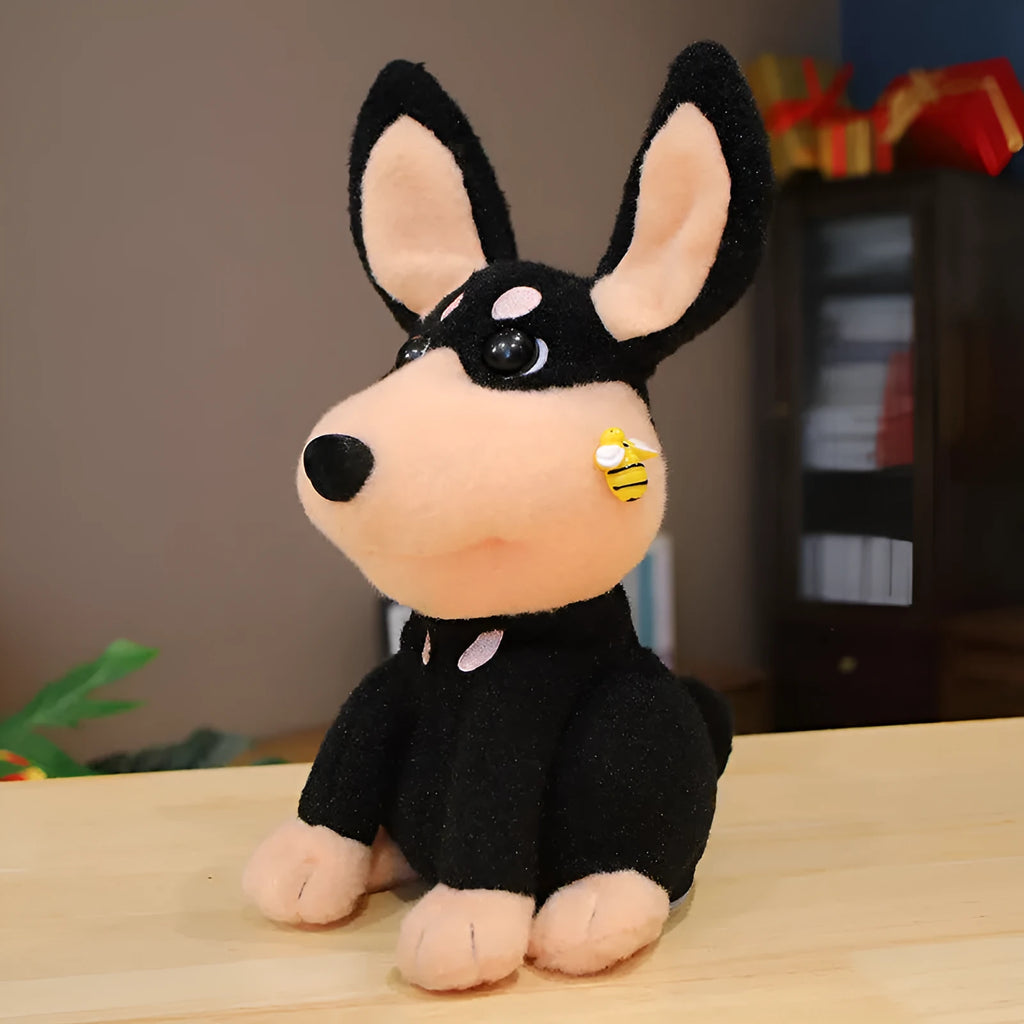 Electric puppy bee singing wagging tail plush toy 25cm bee dog head swing USB rechargeable