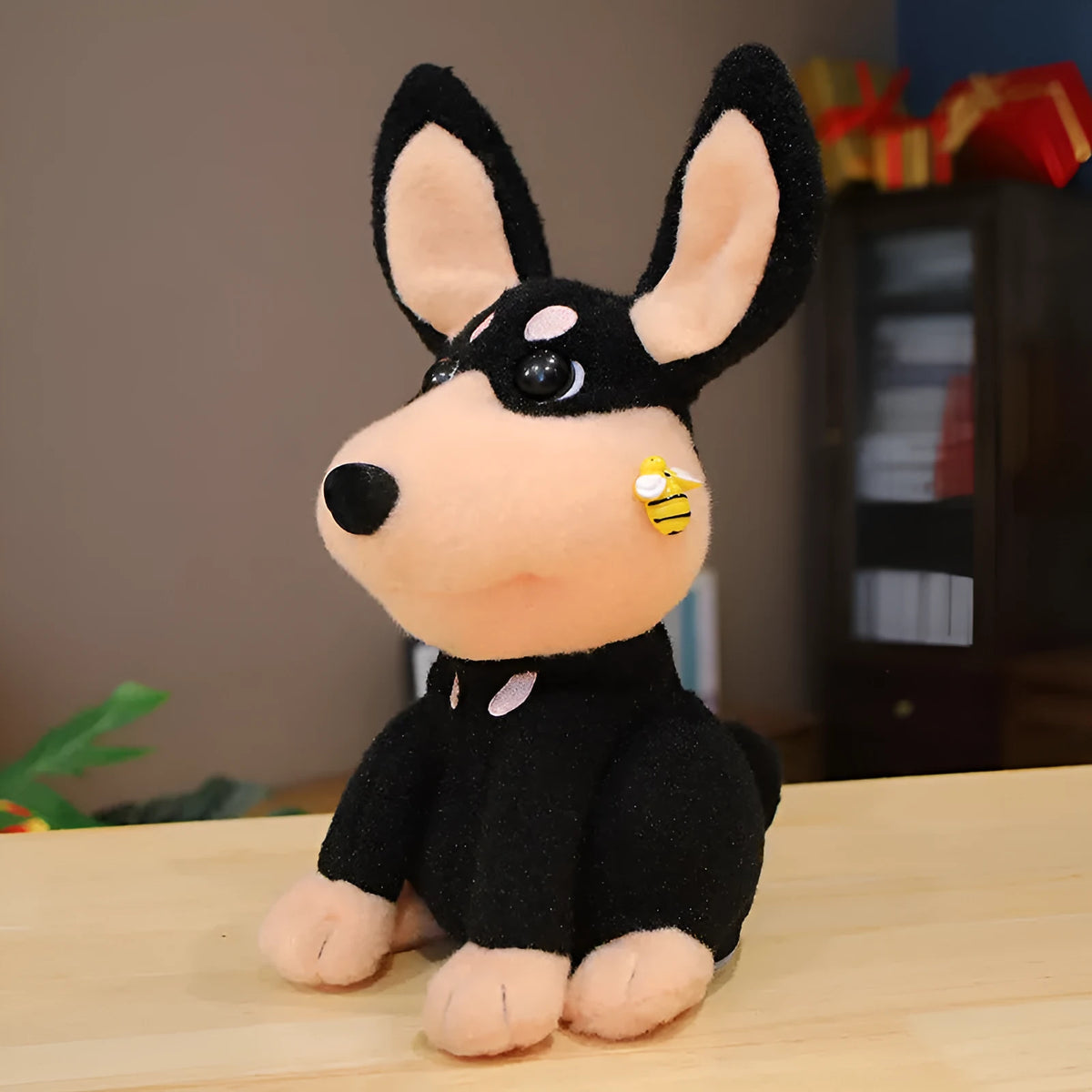 Electric puppy bee singing wagging tail plush toy 25cm bee dog head swing USB rechargeable