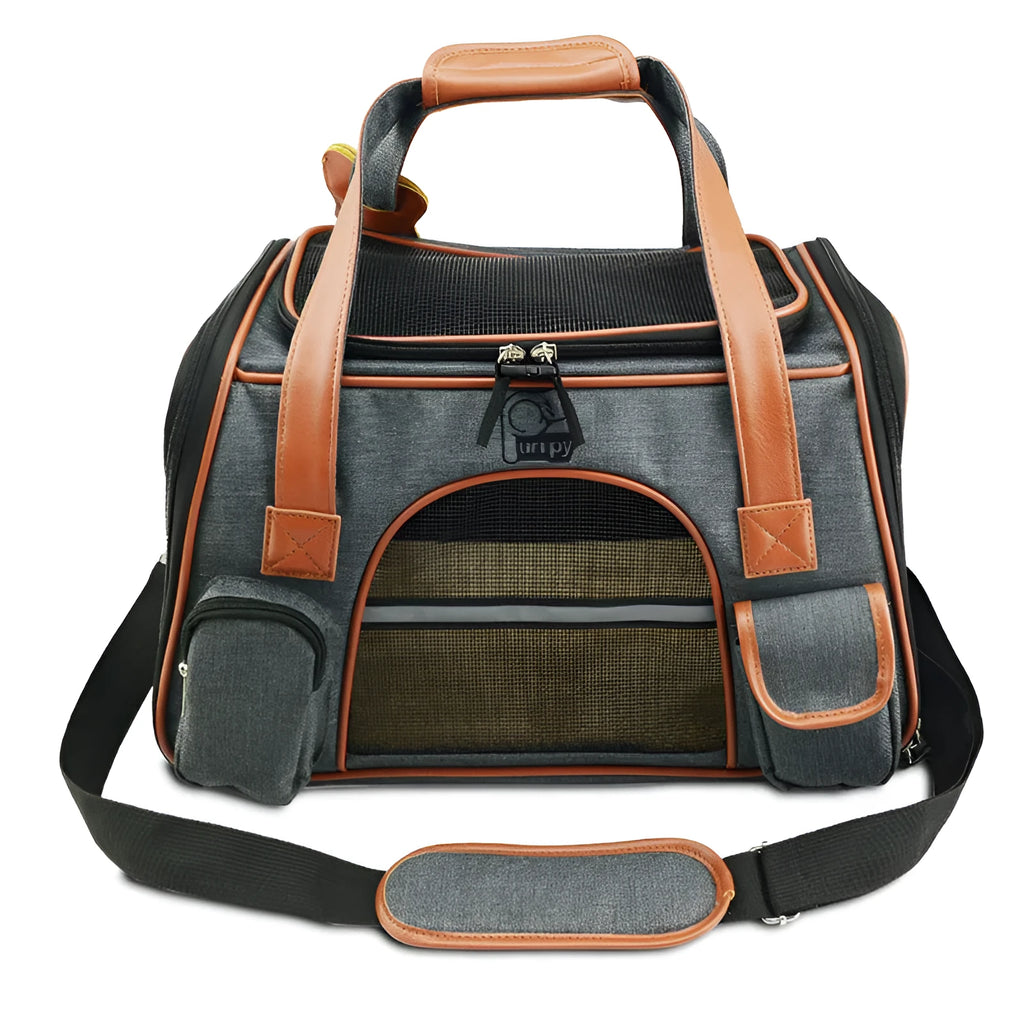 Non-woven cat bag space bag with ID pocket in dark grey upgrade, 45x25x28cm size