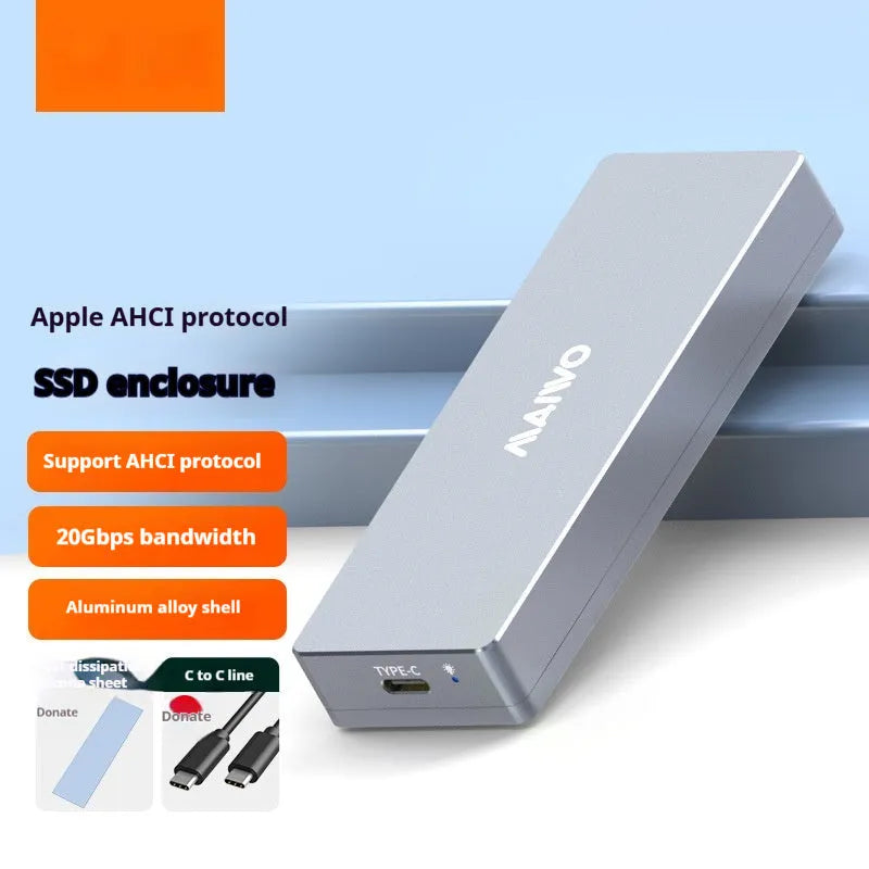 M.2 SATA to USB Type-C external hard drive enclosure with aluminium body and installation toolkit