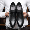 Formal men's leather shoes with artificial PU upper and rubber sole in black, size 38 to 48