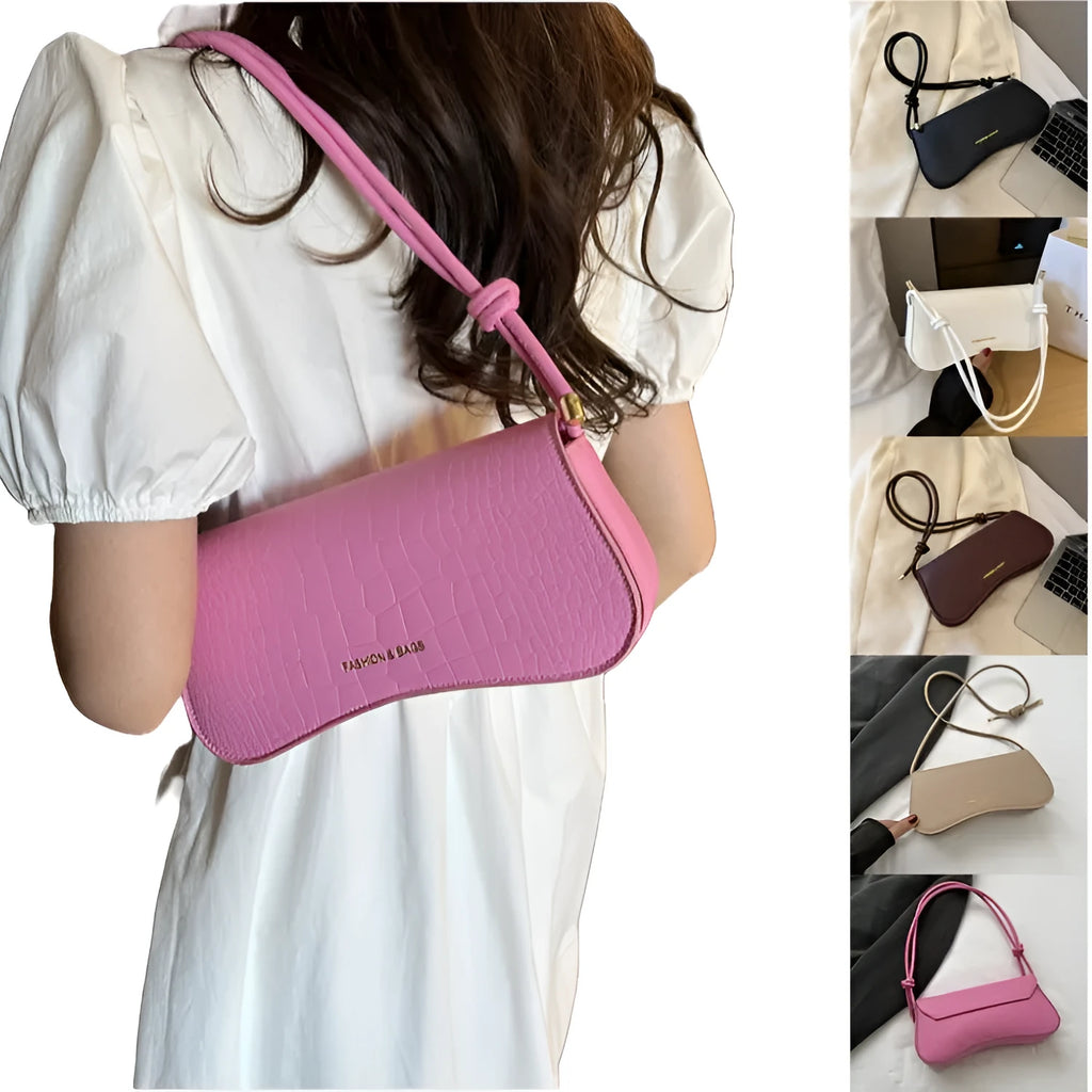 Solid colour PU underarm bag with single shoulder strap, khaki finish