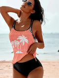 Women's loose fit split bikini briefs in multiple colours on a size chart background.