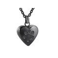 Openable heart-shaped titanium steel cinerary casket necklace on a chain.