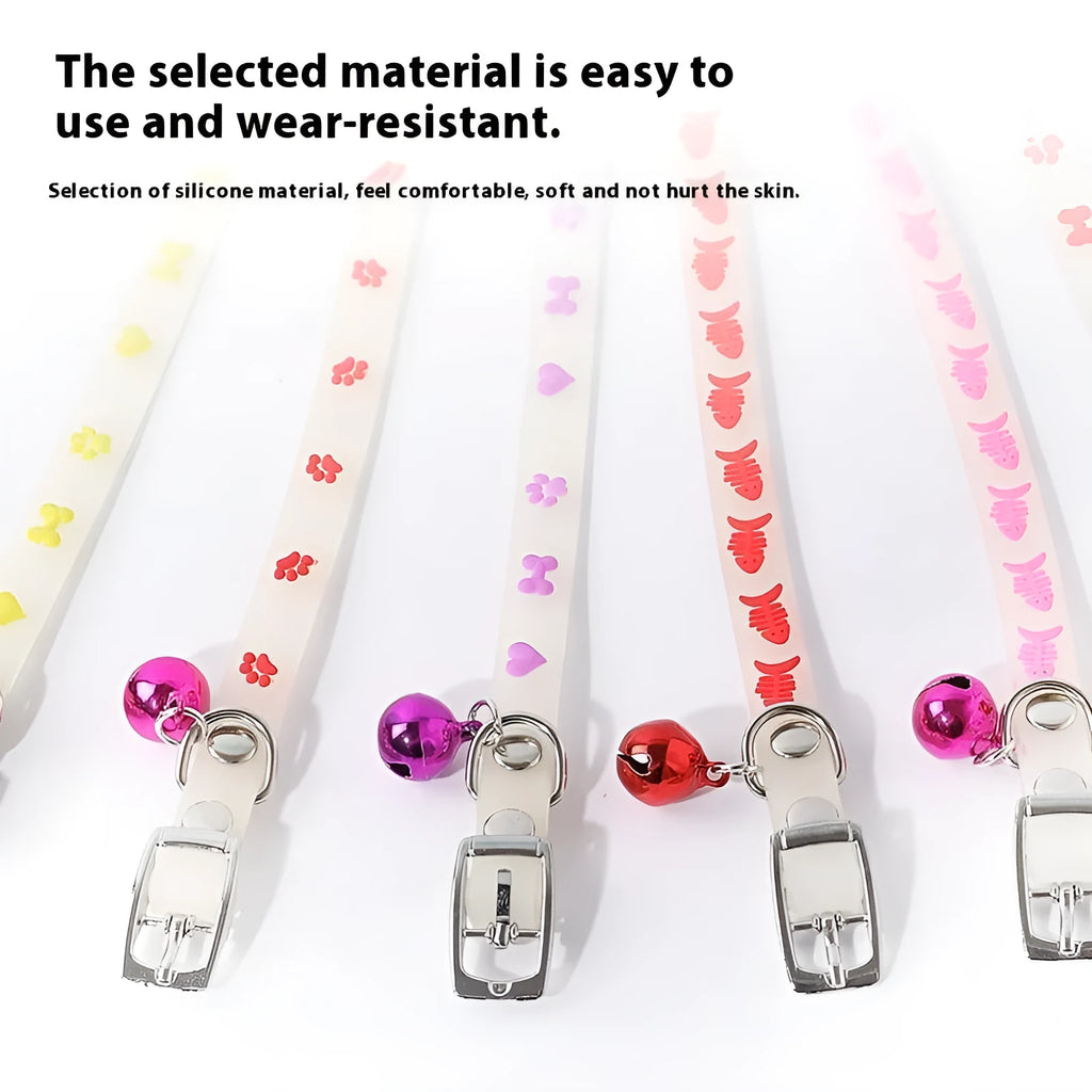 Meow Xinbao luminous cat collar with adjustable silicone chain and metal bell