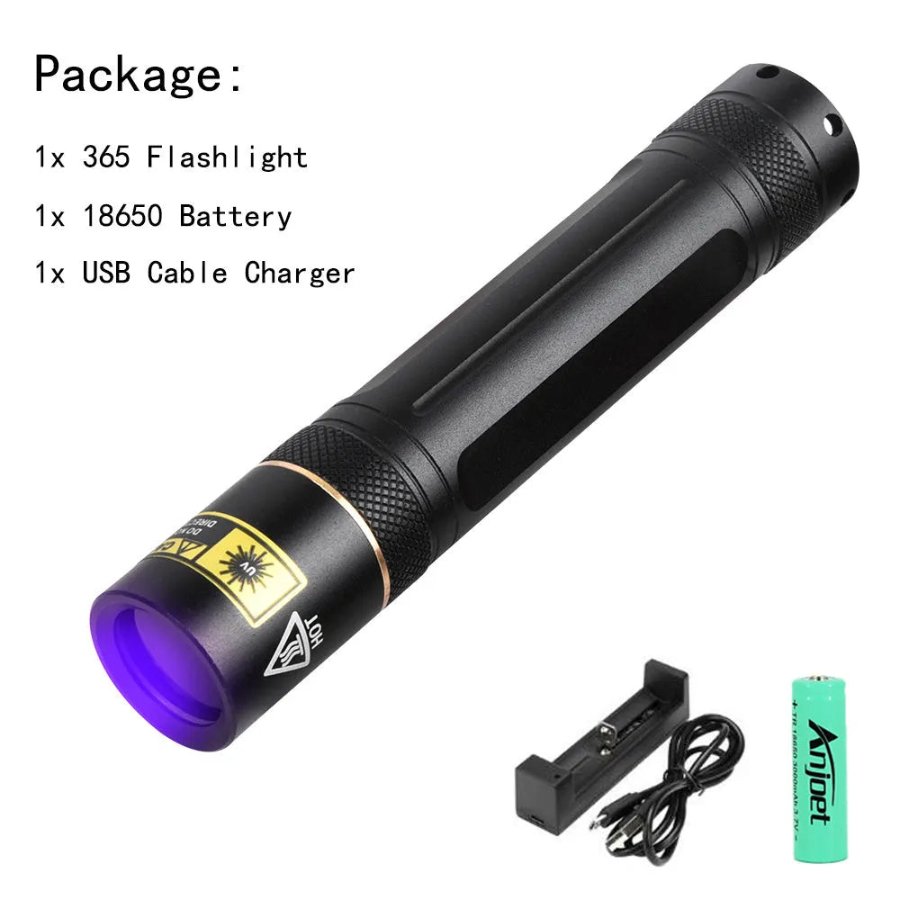 Y36 365nm UV fluorescence detection torch with aluminium alloy housing for professional and home use applications
