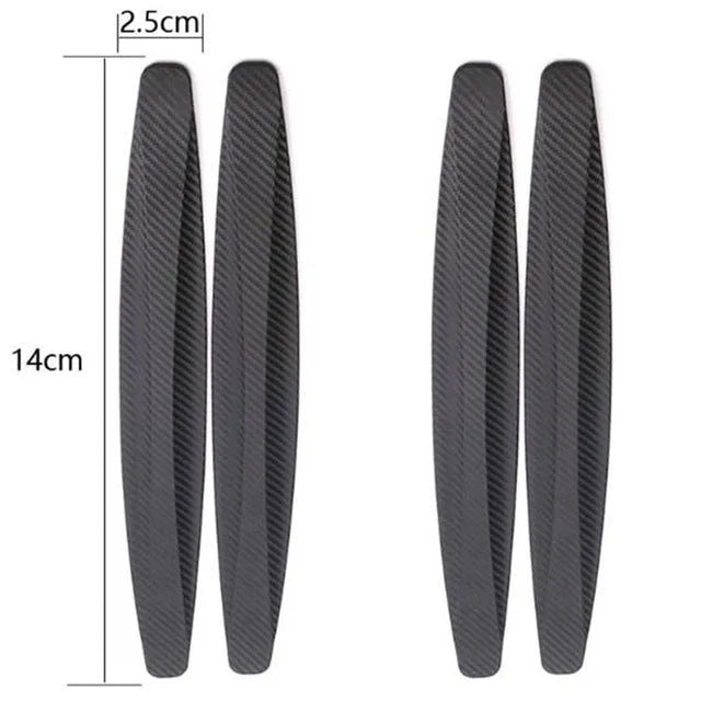 Black carbon fibre pattern car door anti-collision strip 4 pack 140x25mm on vehicle door edge