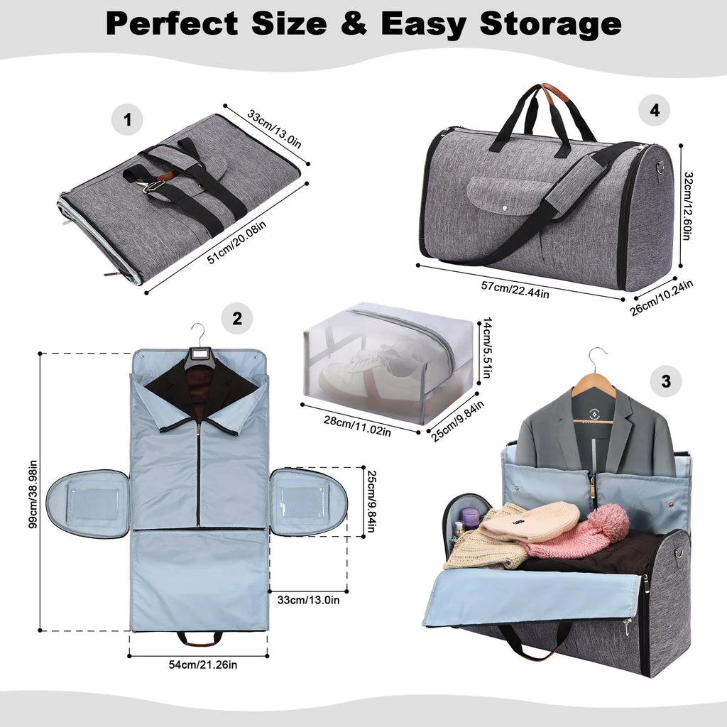 Folding Oxford cloth duffel bag in navy blue with 55L capacity for travel and gym use