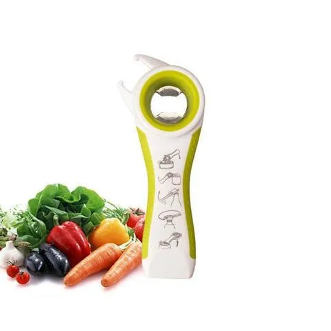 5 in 1 stainless steel can opener and beer bottle opener with PP handle in black colour