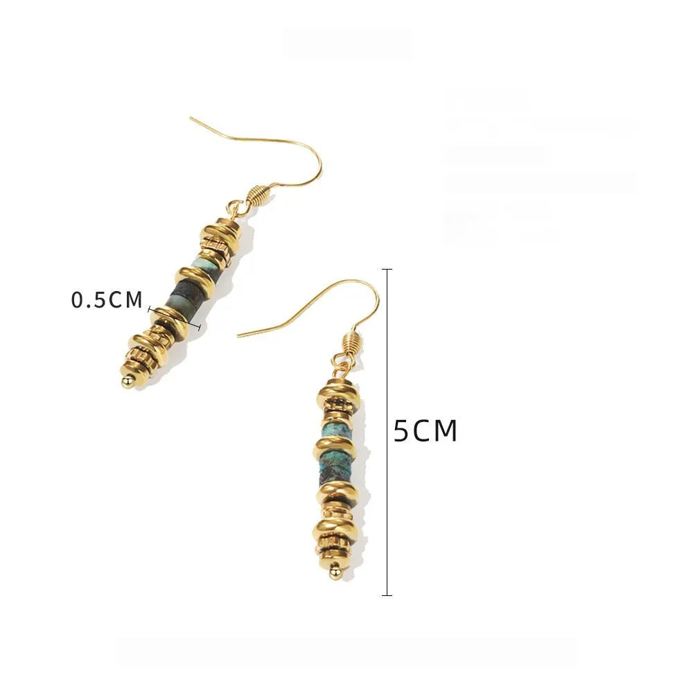 Silver geometric retro titanium steel dangle earrings with 18K purity
