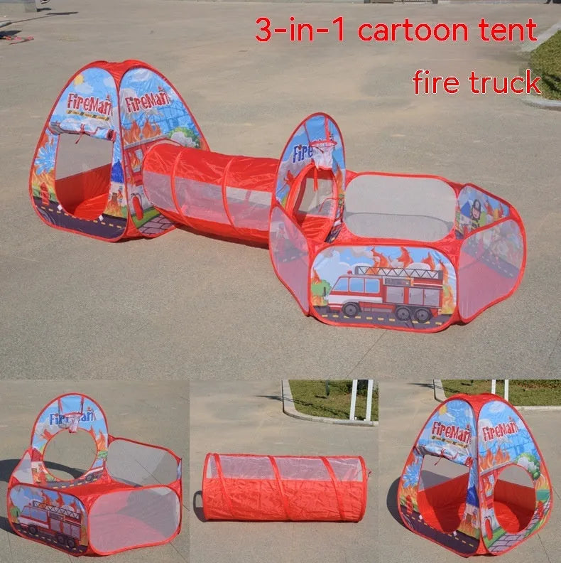 Underwater World themed children's cloth tent with connecting tunnel and ball pool play centre