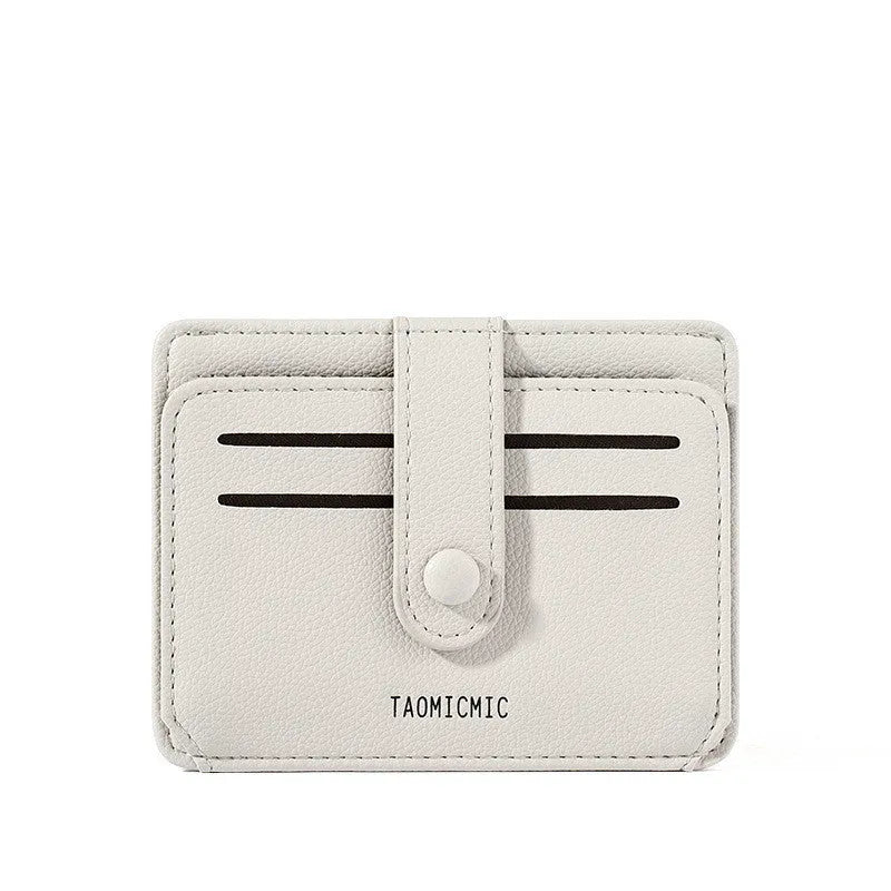 New driver's license card holder short PU bag for women, buckle closure, multiple card slots, pink colour