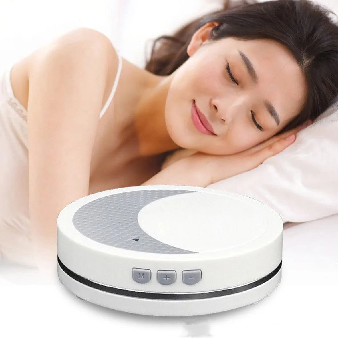 White ABS plastic sleep aid instrument with USB port and control buttons