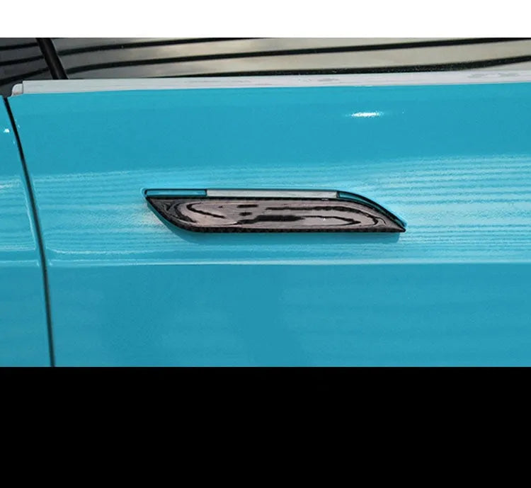 Carbon fibre door handle protection patches for Tesla Model S with drip adhesive design