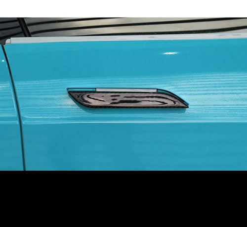 Carbon fibre door handle protection patches for Tesla Model S with drip adhesive design