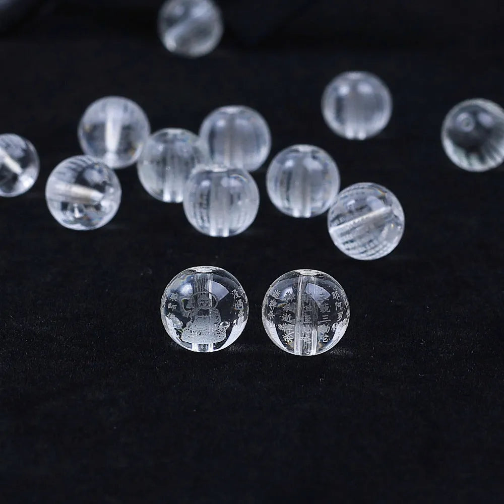 Crystal Heart Sutra round glass prayer beads rosary with 10mm diameter