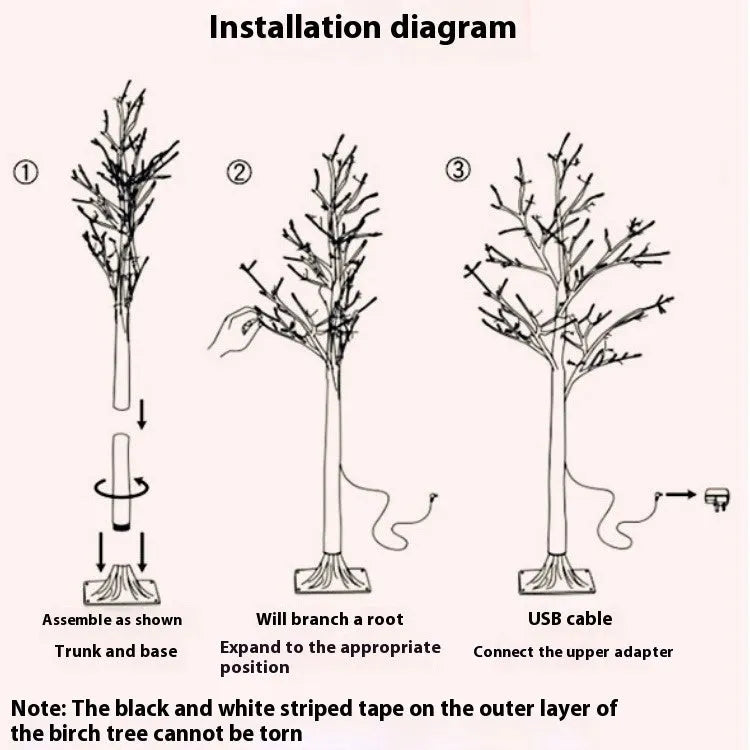60cm Christmas Rose Shining Tree Lamp with pink and white rose flowers, USB battery dual-use