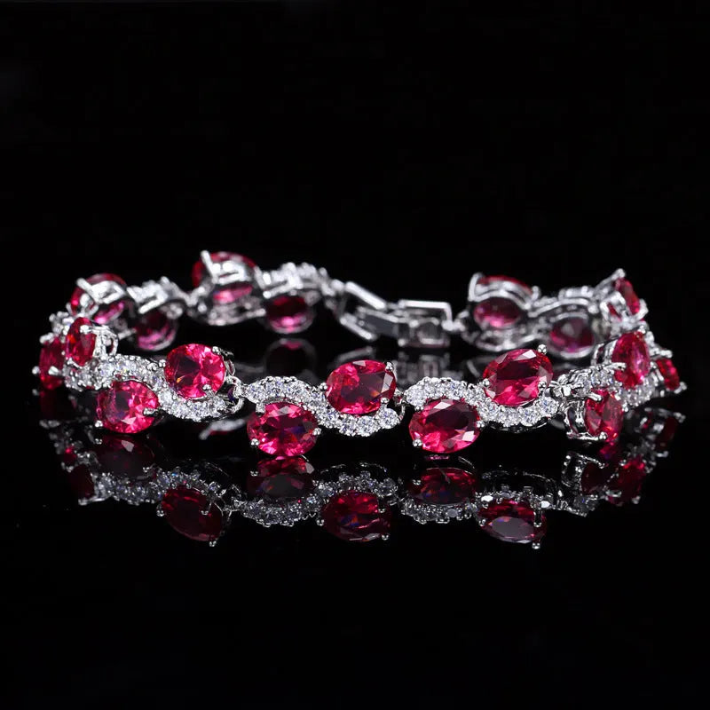 Geometric gold plated copper bracelet with inlaid zircon stones showing simple style design