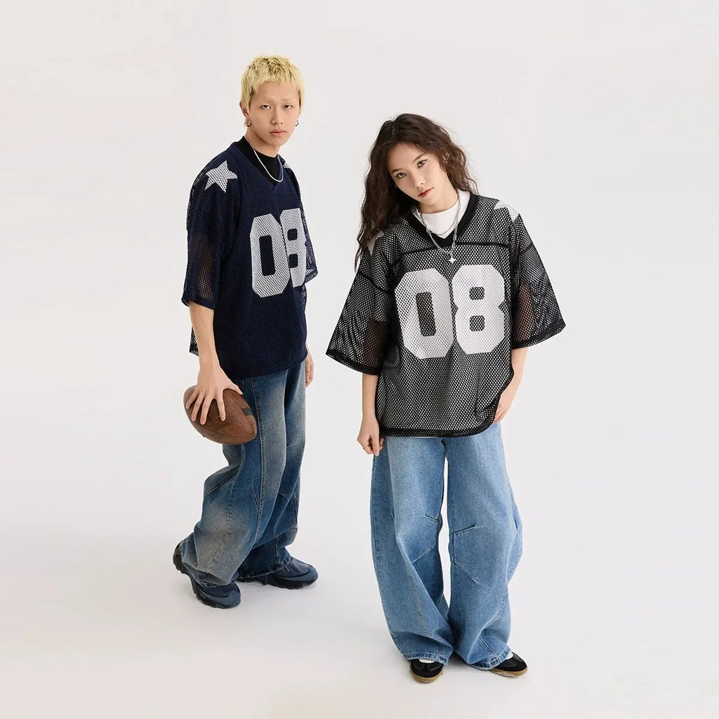 Black polyester half sleeve pullover shirt with letter pattern design, loose fit casual top