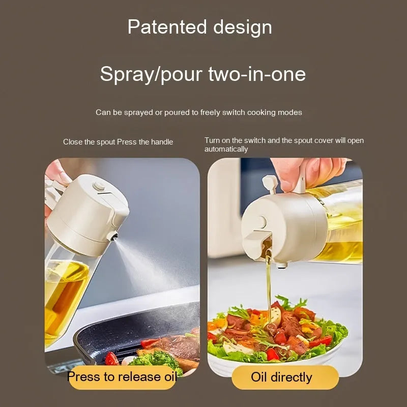 470ml glass olive oil sprayer dispenser in beige, yellow, green, or black colour.