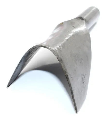 Set of six steel leather punch tools showing half-round and V-shaped cutting edges in sizes from 15mm to 40mm