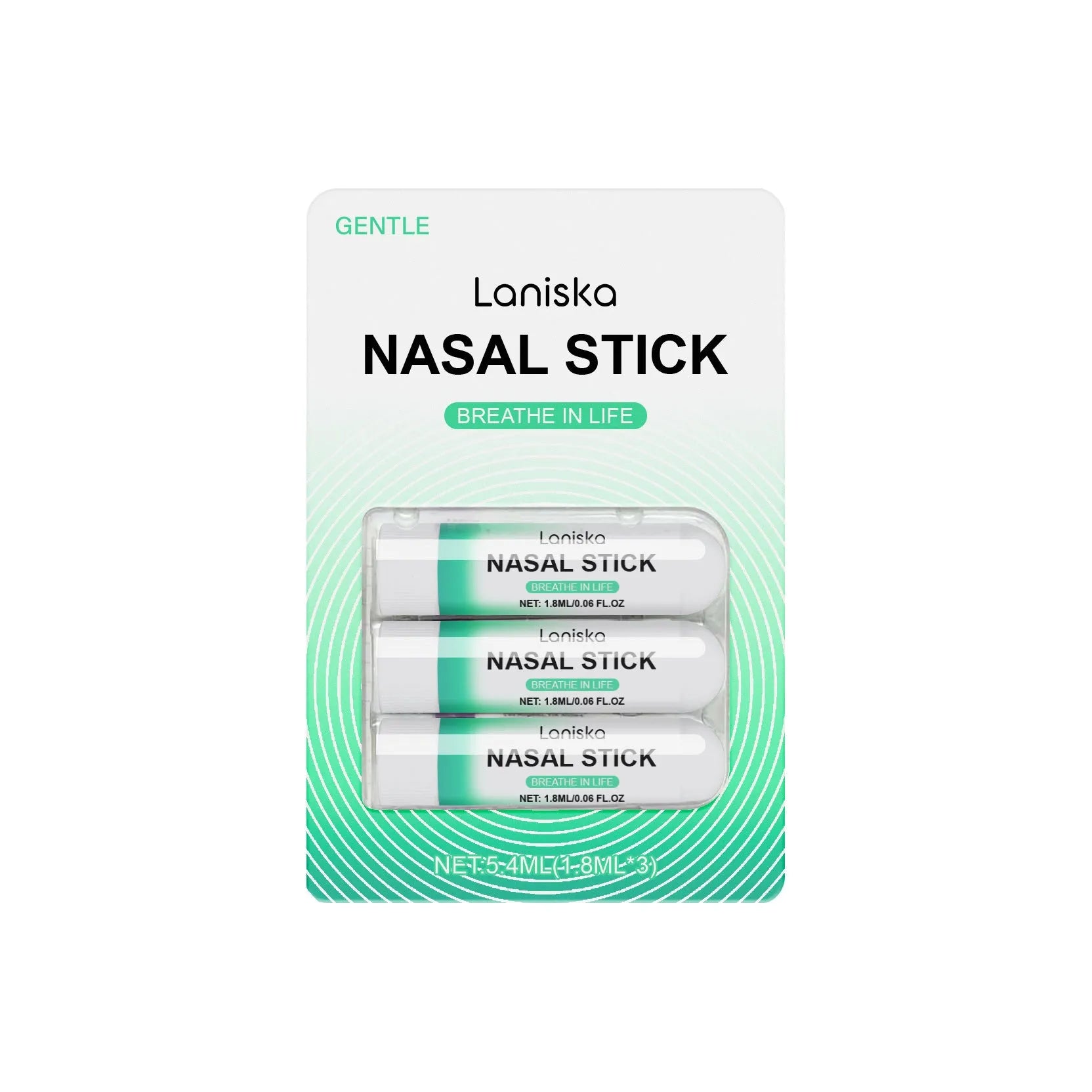 Mint Cool Nose Soothing Set showing three 1.8ml nasal spray applicators with menthol spearmint formula