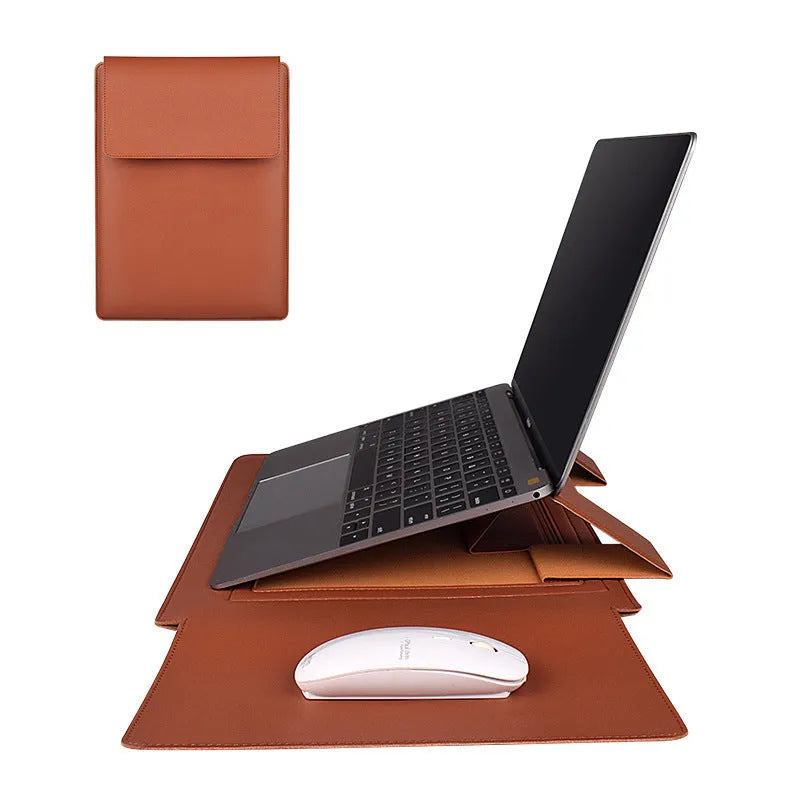 Frosted PU leather lockable laptop sleeve in Army Green with metal accents, size 15.4 inch