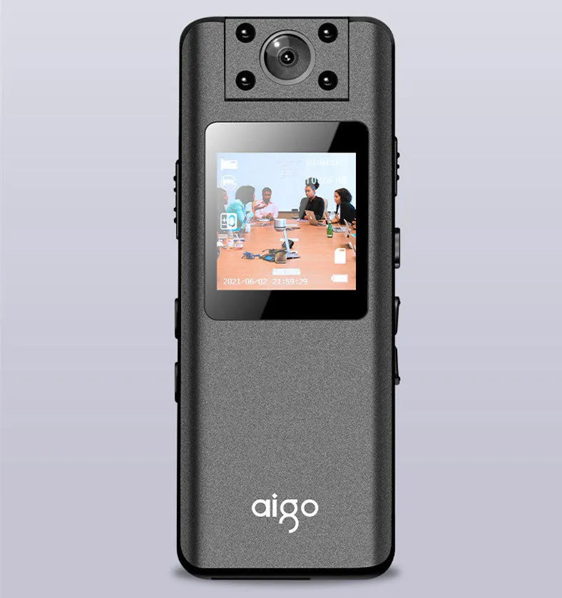 DSJ-S11 HD body worn camera with display screen, magnetic mount, and compact black design